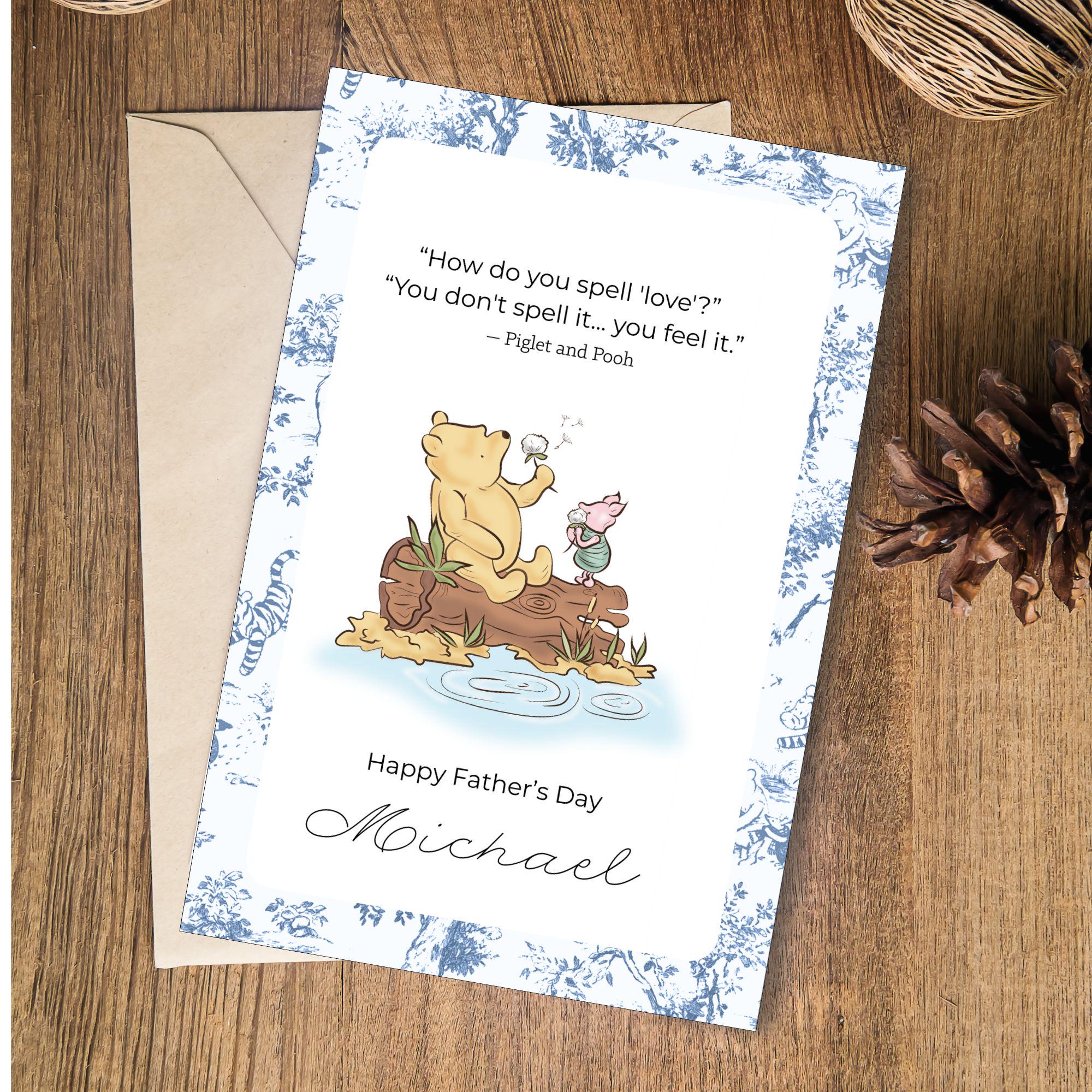 Personalized Winnie the Pooh Father's Day Postcard: Custom Honey