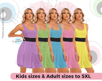 Anime Girls Cosplay costume Skater Dress for Kids Adults Halloween Costume Ppg Superhero Hero Girl Fan Art 90&#39;s Cartoon bday party costume