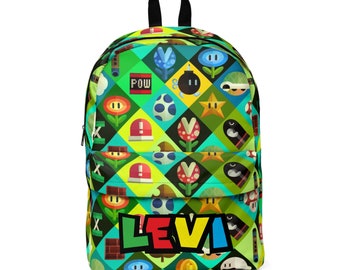 Personalized Gamer Backpack for Kids - Custom Name Gaming Backpack - School Bag
