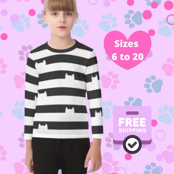 Maglietta Bambina Maniche Lunghe Gabby's Dollhouse 100% Cotone - Ufficiale, Età 3-9 Anni
