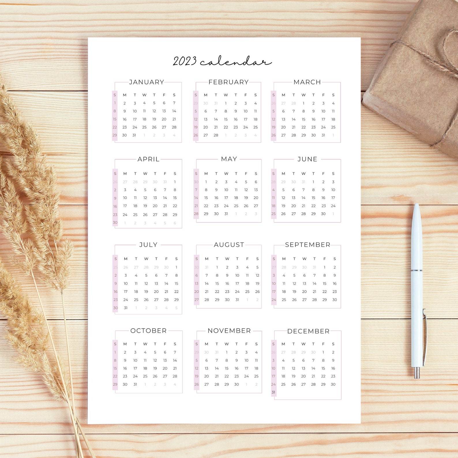 2023 Year Calendar Printable Yearly Planner Desk Calendar - Etsy Singapore