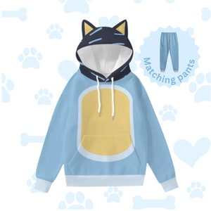 Blue Dog Dad - Blue Dog Family - Costume - Cosplay - Halloween - Hoodie With Decorative Ears