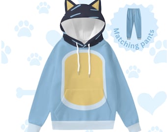Blue Dog Dad - Blue Dog Family - Costume - Cosplay - Halloween - Hoodie With Decorative Ears