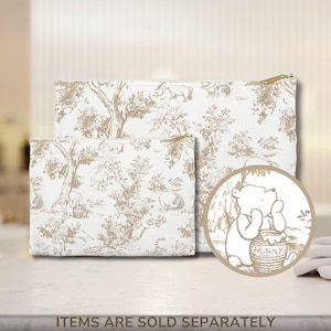 Estética Winnie-the-Pooh Toile de Jouy bege Bolsa de acessórios estética bolsa de cosméticos clássica bolsa de viagem para acessórios de bebê Winnie-the-Pooh mãe