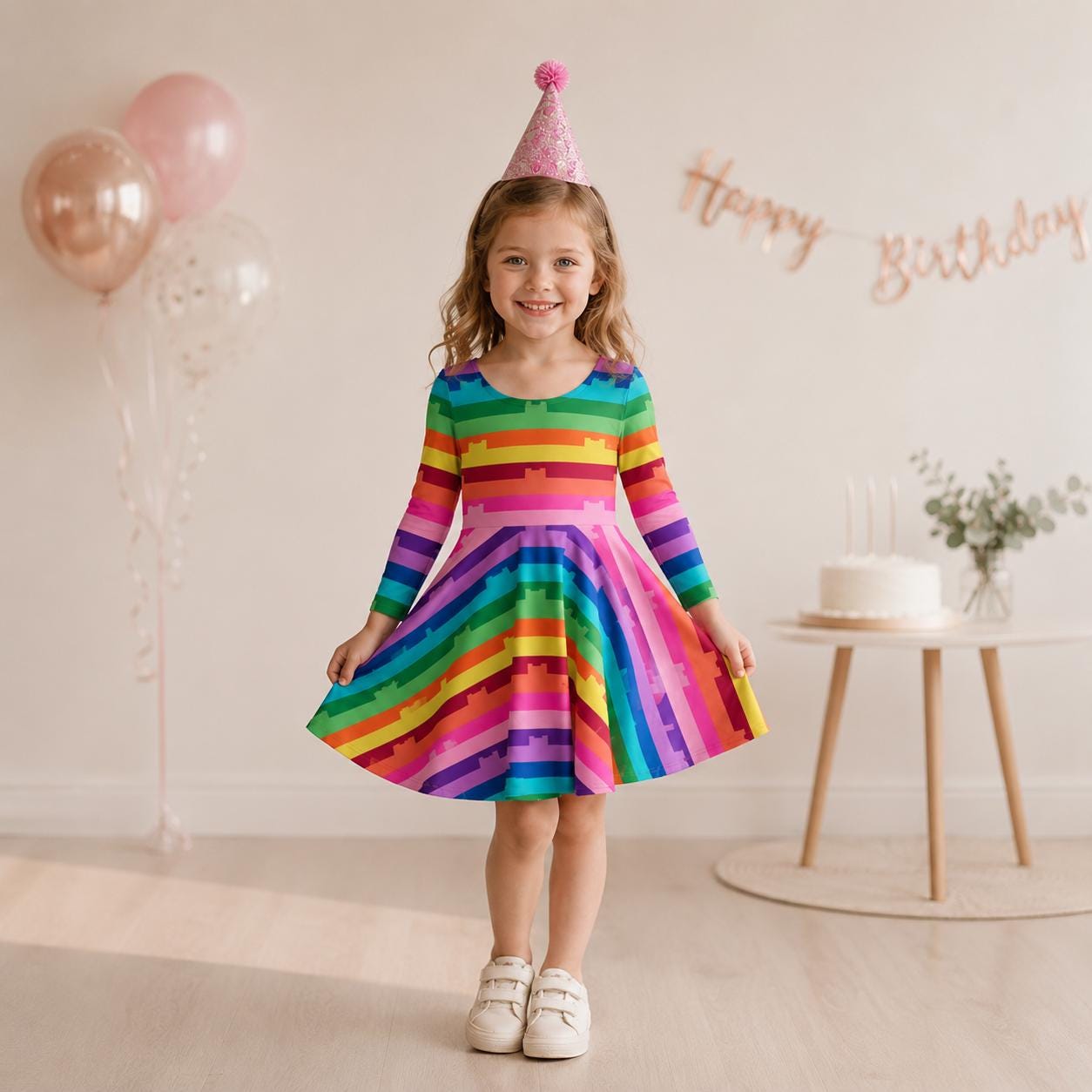 rainbow theme birthday dress Color:M-Brown and springtime events A collaboration:Poppy Delevingne KissProm Bohemian Lace wedding