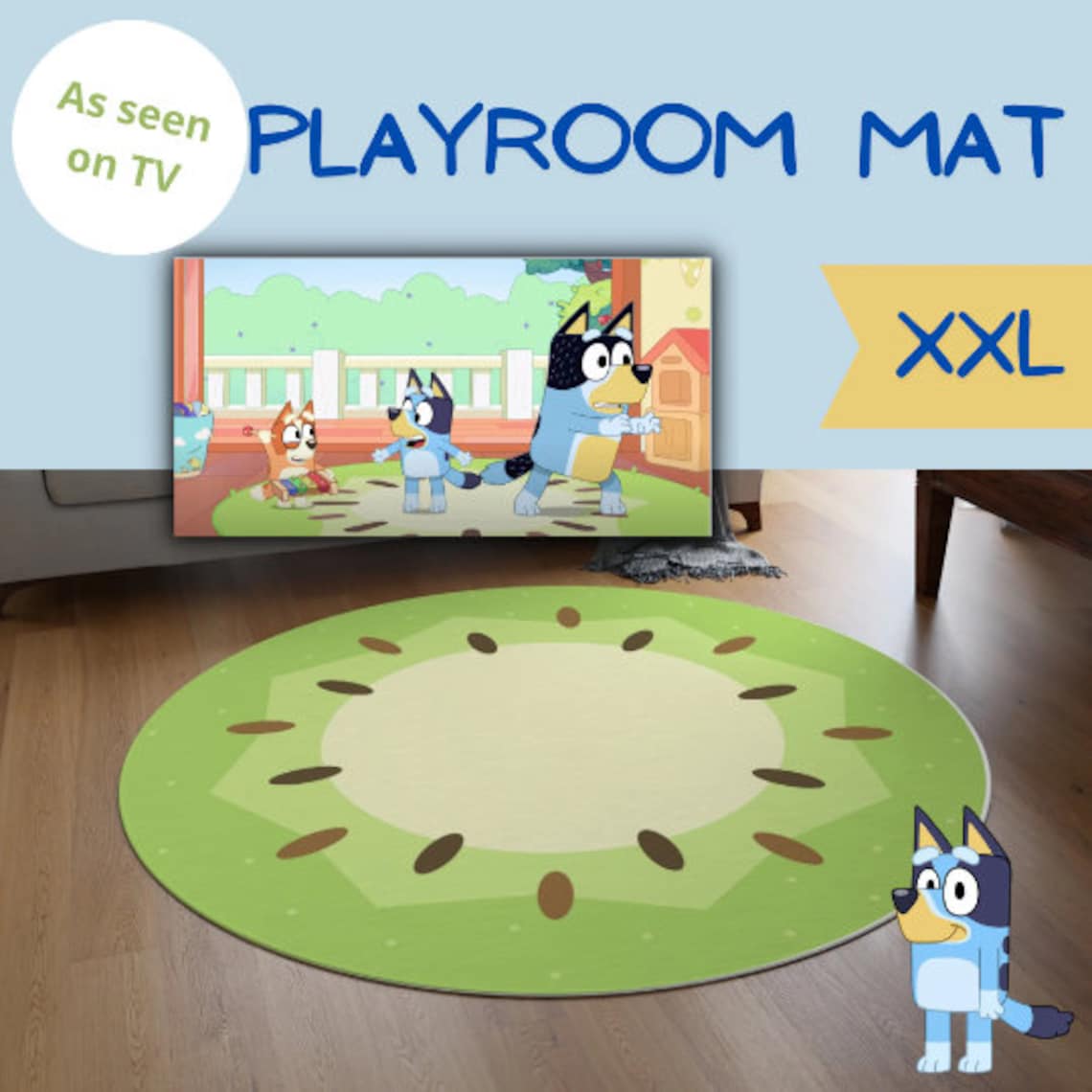 Bluey and Bingo Playroom Kiwi Mat Rug Blue Dog Family Etsy Australia