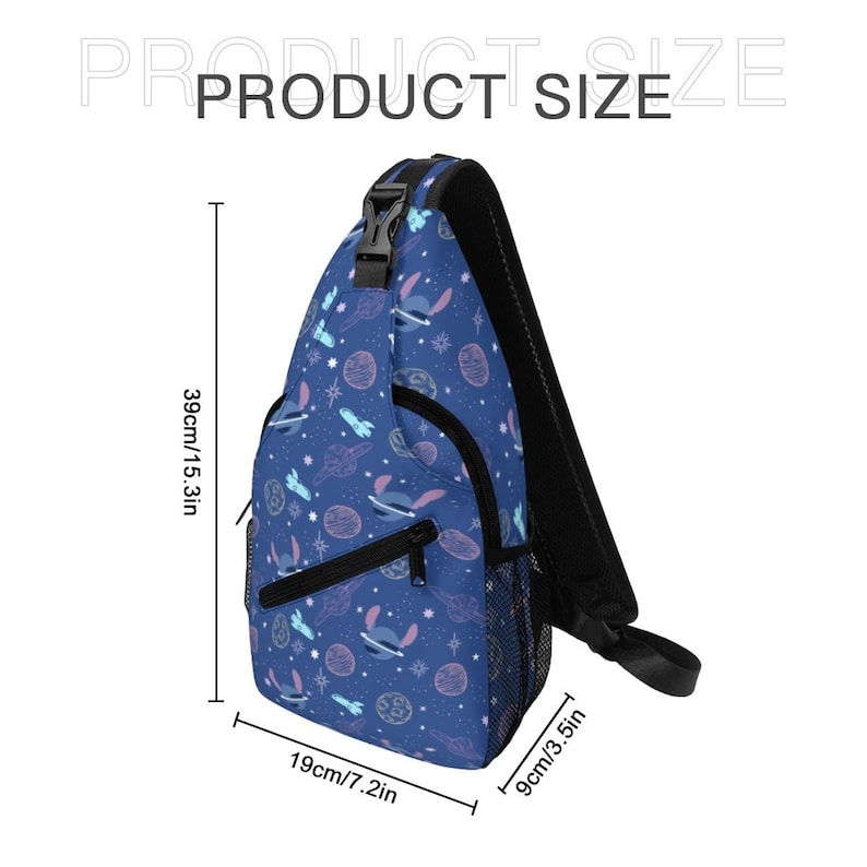 Bolso bandolera Stitch para el pecho, mochila de día para parques temáticos imagen 8