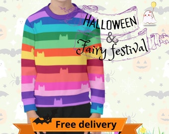 Gabby's Dollhouse Rainbow Sweatshirt, Gaby's striped shirt, long sleeve gaby's Inspired  Halloween costume