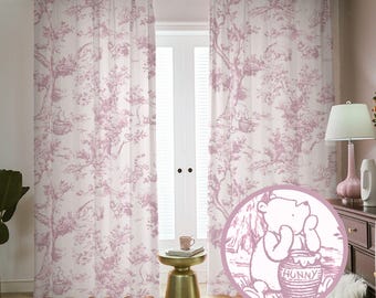 Winnie-the-Pooh Nursery Curtains: Pink French Toile Blackout, Thermal