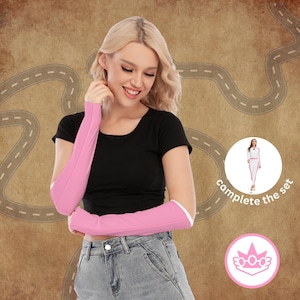 Guantes de microfibra color melocotón para disfraz: cosplay de motociclista, mangas de princesa