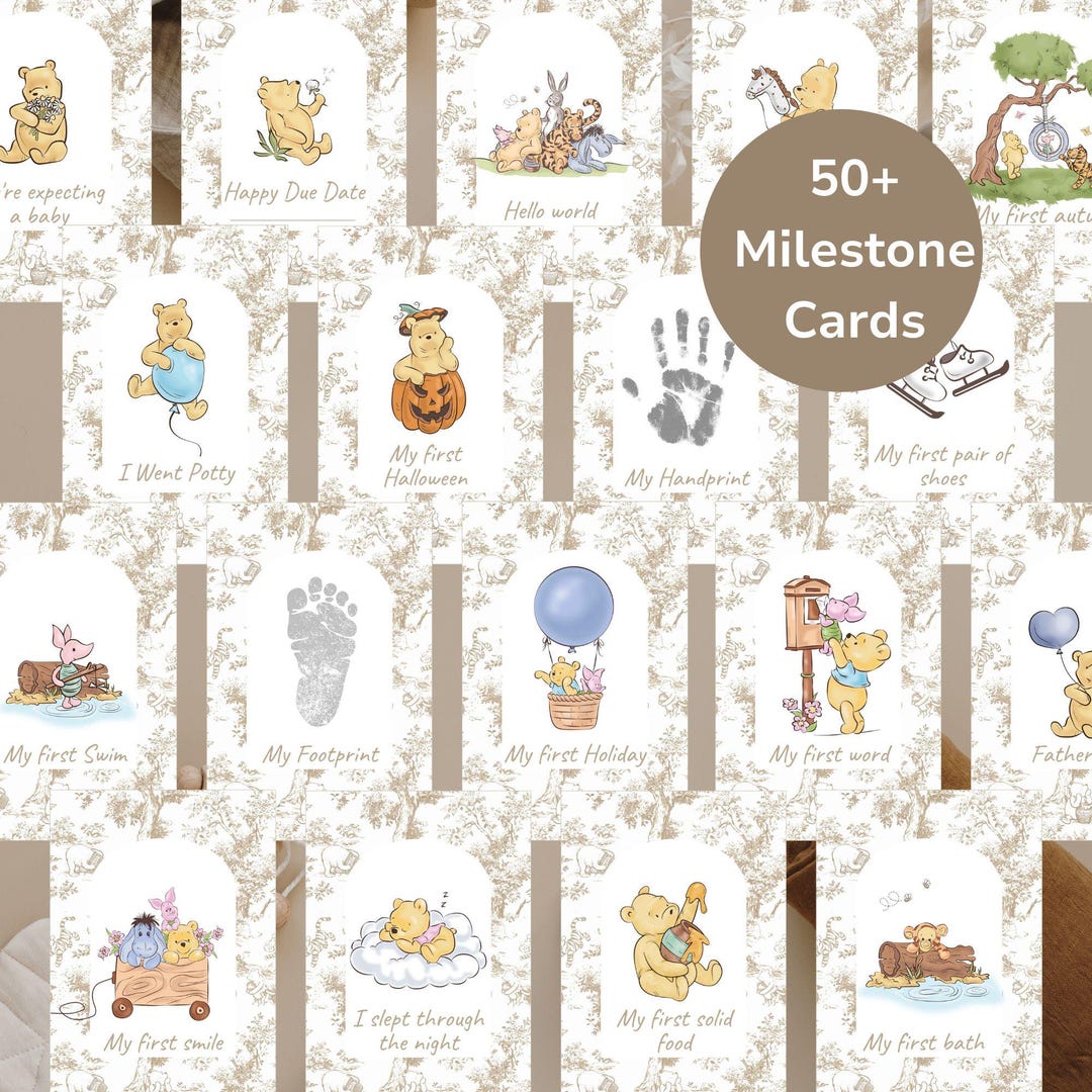 Winnie the Pooh Baby Milestone Cards New Parents Gift Keepsake Newborn ...