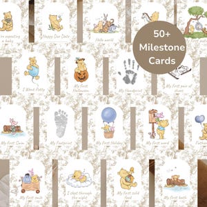 Cartes d'étape pour bébé Winnie l'ourson pour les nouveaux parents, cadeau souvenir, souvenirs de nouveau-né, décoration pour chambre d'enfant, neutre, cadeau de shower de bébé, accessoire photo