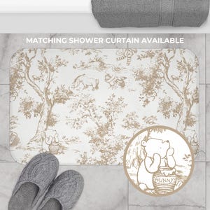 Winnie Puuh Beige Französisch Toile Kinder Badematte Kinderzimmer Dekor Geschenk, Kinder Badezimmer Teppich, Baby Shower Geschenk, Cartoon Charakter Waschraum