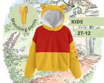 Op Winnie de Poeh geïnspireerd kinderkostuum: pluche borgfleece hoodie met oren