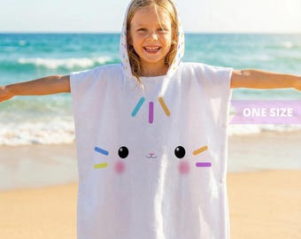 Poncho/toalla con capucha para niños con diseño de gato de Gabby Cakee (talla única)
