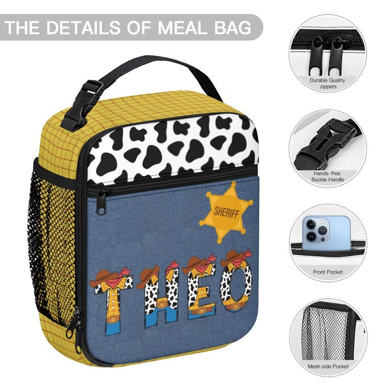 Woody Backpack Set 3PCS | Personalized School Bag, Insulated Lunch Bag & Pencil Case image 8