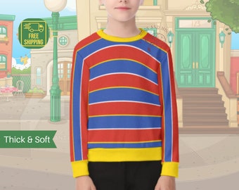 Retro 90&#39;s street Striped Sweater Halloween Costume for Kids - Nostalgic Cosplay Delight, Sesame Monsters, sesame friends, street monsters