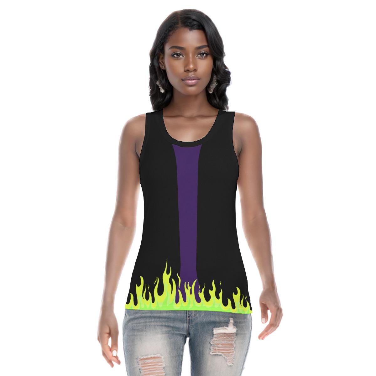 Discover Maleficent Running Tank Top, Green Flame Cosplay
