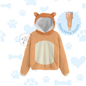 Blauwe hond kleine zus Kid's Borg Fleece Sweatshirt met oren, pluche hoodie Halloween-kostuum