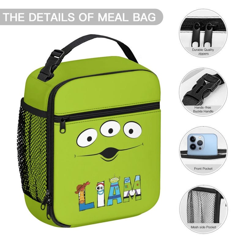 Toy Story Alien Pizza Planet Backpack Set | Personalized Lunch Bag, Pencil Case image 8
