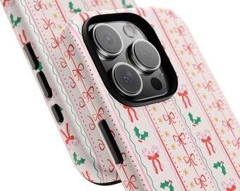 iPhone Case coquette Christmas bows girly bold pink Case Samsung S25+
