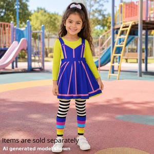 Robe K Pop pour tout-petit : déguisement anime pour enfants bleu, jaune et rose audacieux