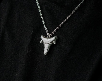 Recycled Sterling Silver Shark Tooth Pendant: Handmade Surfer Necklace