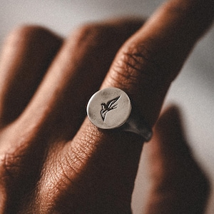 The Swallow Signet Ring in Sterling Silver, Handmade Men’s Travel Ring, Nautical Jewellery, Aussie Made, Symbol of Return and Home