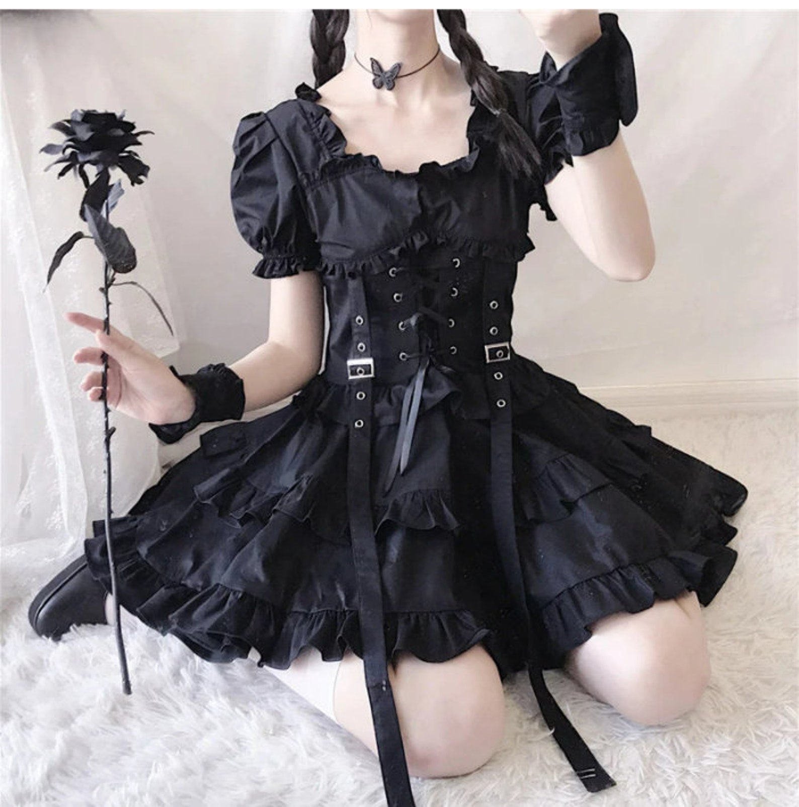 Japonesa Lolita Princesa Negro G tico Sexy Mini Bad Girl Dress Etsy japonesa-lolita-princesa-negro-g-tico-sexy-mini-bad-girl-dress-etsy