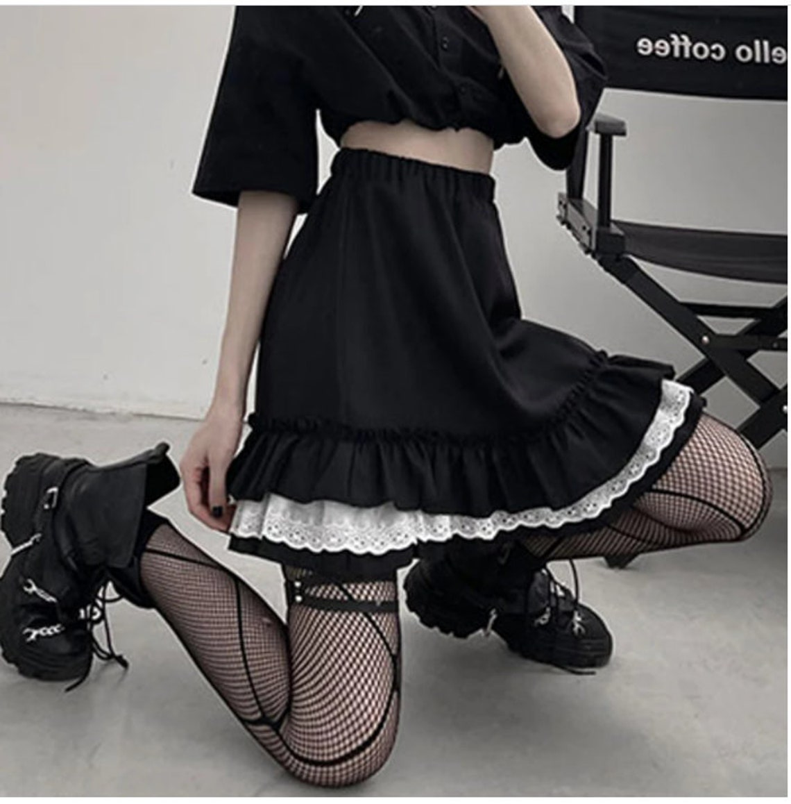 Goth Lolita Skirt Women 2021 Harajuku High Elastic Waist Lace | Etsy