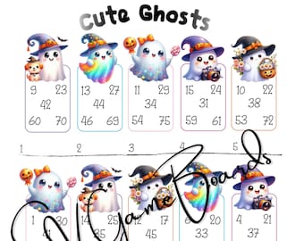 Cute ghosts bingo (mixed, straight, blank)