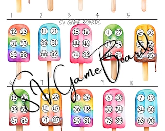 Popsicles bingo 90 ball 15 line (mixed, straight, blank)