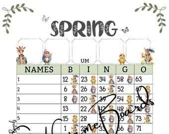 Spring animals, 75 ball, 15 line (mixed, straight, blank)