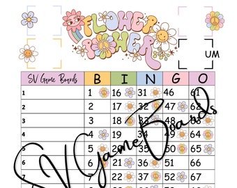 Flower Power bingo 75 ball (mixed, straight, blank)