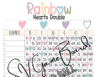 Rainbow hearts double 90 ball (mixed, blank)