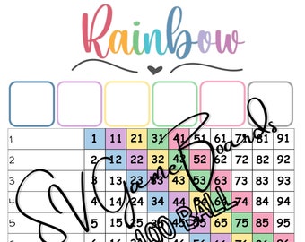 Rainbow 10 line bingo, 100 ball (mixed, straight, blank)