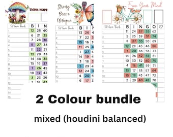 2 Colour motivational bingo bundle 75 ball. (5 mixed copies)