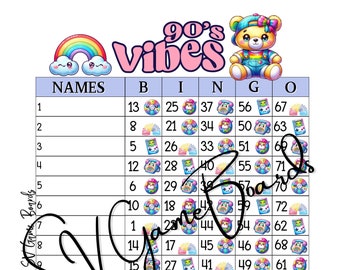 90s vibes 75 ball bingo (mixed, straight, blank)