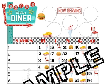 Retro diner bingo (mixed, straight, blank)