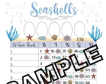 Seashell bingo (mixed, straight, blank)