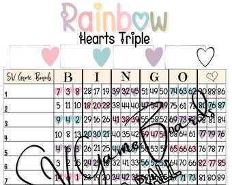 Rainbow hearts triple 90 ball 15 line (mixed, blank)