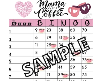 Mama needs Coffee Bingo 1-15 lines (mixed, straight, blank)