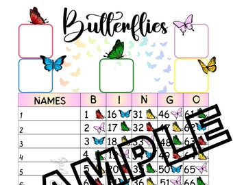 Butterflies bingo (mixed, straight, blank)