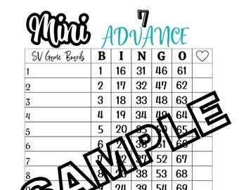 Mini 7 advance bingo (mixed, straight, blank)