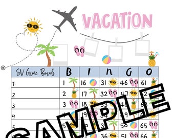 Vacation bingo (mixed, straight, blank)