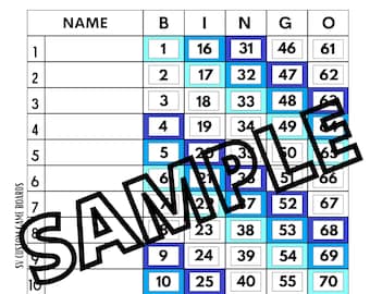 blue square bingo 1-15 line (mixed, straight, blank)