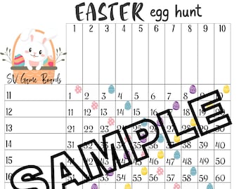 Easter egg hunt 100 ball grid bingo (mixed, straight, blank)