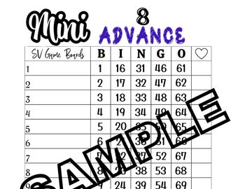 Mini 8 advance bingo (mixed, straight, blank)