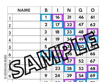 blue purple bingo 1-15 line (mixed, straight, blank)