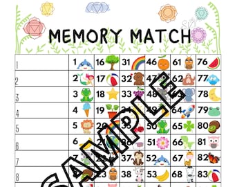 Memory match bingo 90 BALL (mixed, straight, blank)